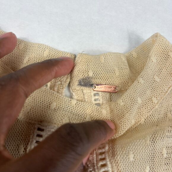 Free People Maisie Boho Sheer Lace Tank Top Cream High Low Festival Blouse S - Picture 4 of 9